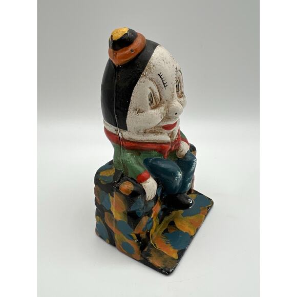 Vintage Cast Iron HUMPTY DUMPTY Coin Piggy Bank 5.25” Hand Painted - Picture 3 of 10